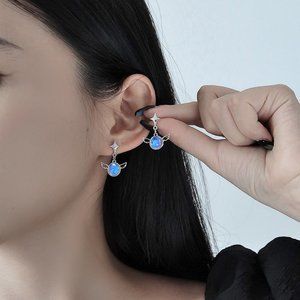 Minimalist Fashion Star Wings Sterling Silver Angel Zircon Drop Ear Studs